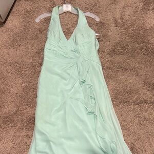 David's Bridal Light Green Halter Dress